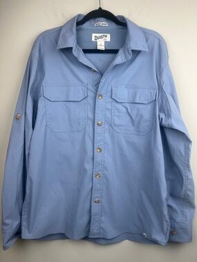 Duluth Trading Co Untucked Fishing Shirt Vented‎ Long Sleeve Blue Men's Medium